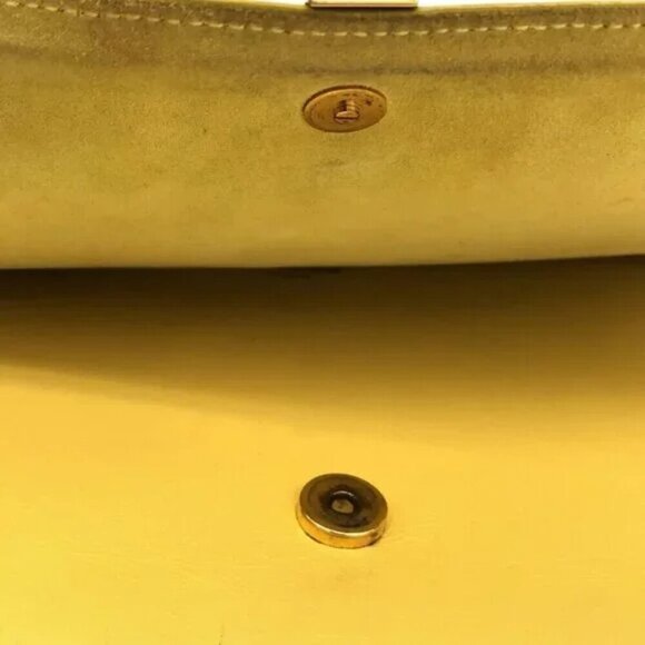 100% Authentic SAINT LAURENT PARIS Yellow Gold Leather Clutch Bag 500-11524 - Picture 7 of 12
